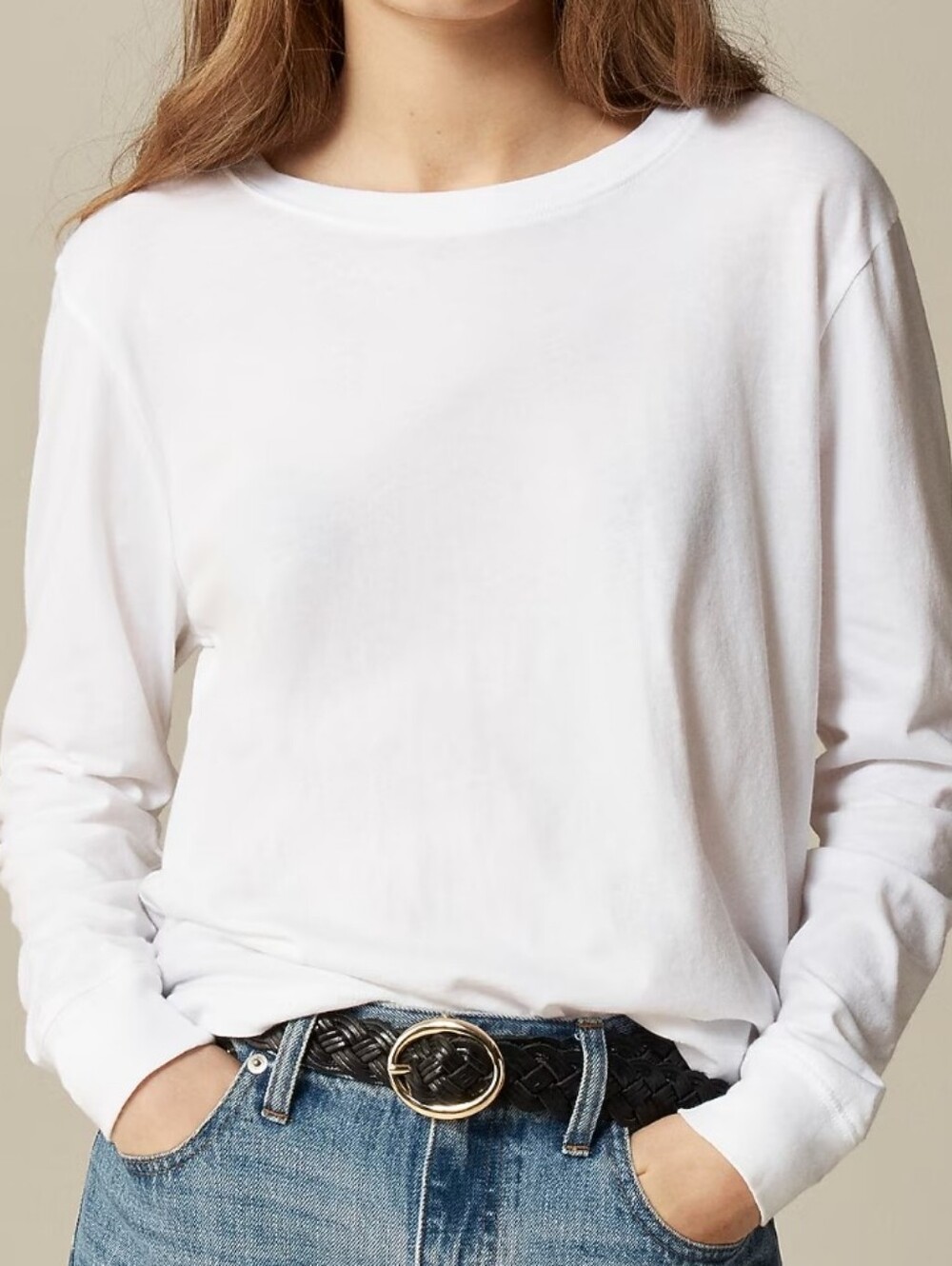 J. Crew Vintage Jersey Crewneck T-Shirt Long Sleeve White L Coastal Summer 25